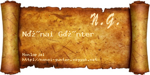 Nánai Günter névjegykártya